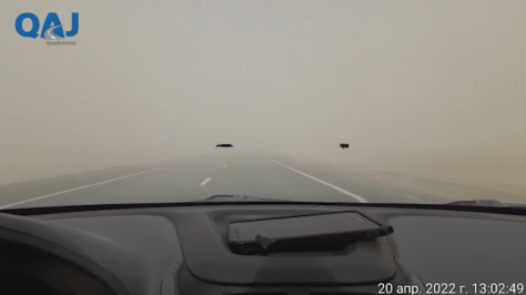 Из-за пыльной бури закрыт участок дороги В Мангистауской области