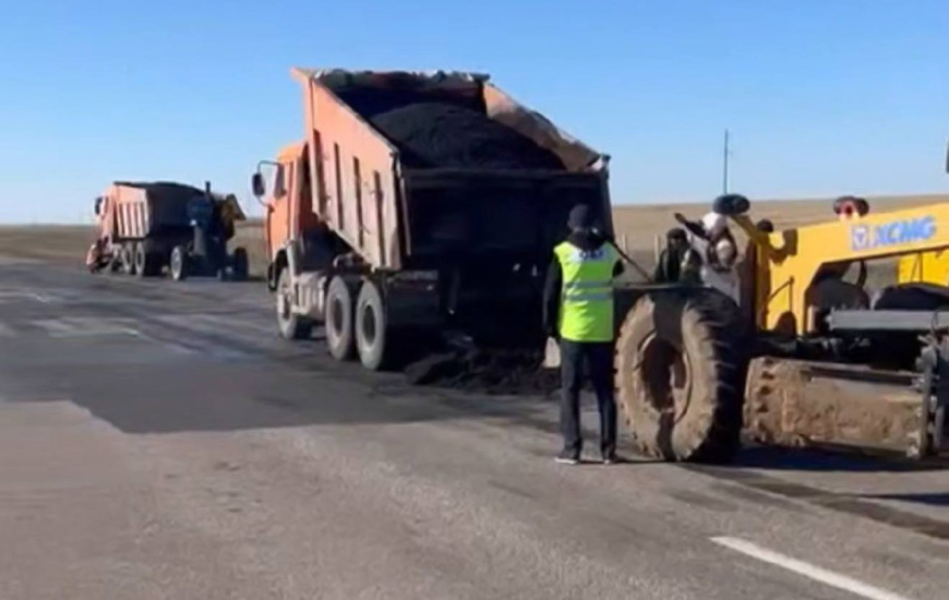 На участке автодороге «Астана - Павлодар - Успенка» ведется подготовка к среднему ремонту