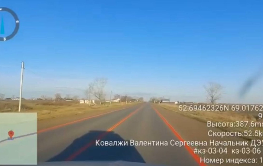 На аварийно-опасных участках трассы «Кокшетау - Атбасар» нанесена каркасная разметка для повышения безопасности движения